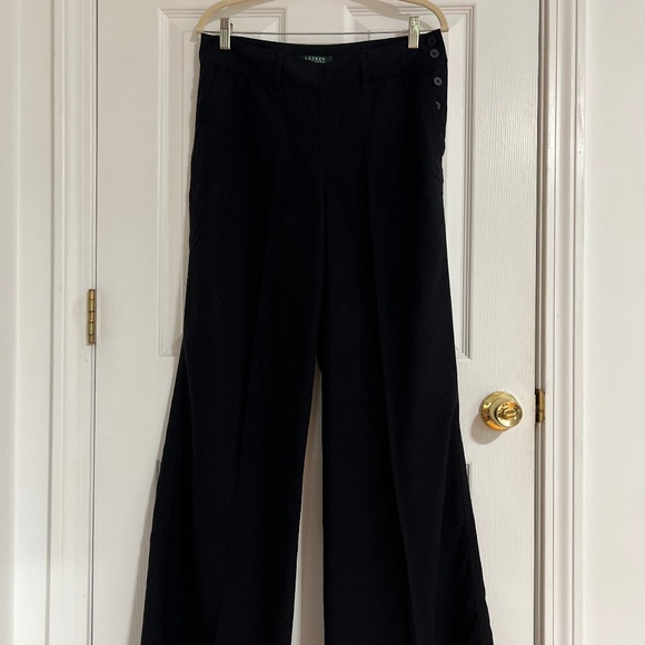 Women's Ralph Lauren wide leg linen and tercel trousers - Picture 1 of 4